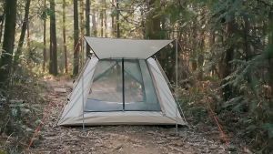 Lều cắm trại tự bung trắng kaki KT 240x240x155cm Lều dã ngoại có mái che chống tia UV