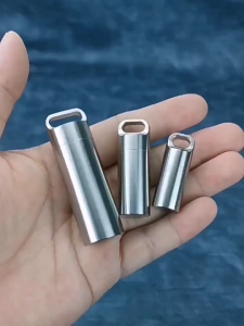 Stainless Steel Metal Mini Small Pill Box / Portable Moisture-Proof Sealed Pill Bottle / Travel Outdoor Pill Case