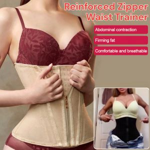 13 Steel-Bone Latex Reinforced Zipper Waist Trainer Zipper Hook Shapewear Adjustable Slimming Corset Tummy Girdle Belt Cincher