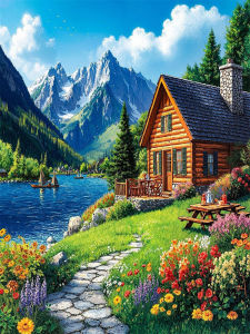 Huacan 5D DIY Diamond Painting Snowy Mountain Lake Wooden House Diamond Embroidery Landscape New 2026 Decorative Paintings