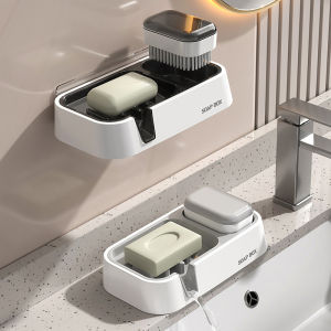 Soap Holder with Brush Travel Soap Container with Scrubber Portable Bar Soap Holder Leakproof Soap Box with Perforations Soap Dishes for Gym