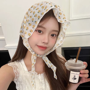 CeeJay ผ้าพันคอ ทรงสี่เหลี่ยม สไตล์เกาหลี ผ้าคาดผมชีฟอง เรียบง่าย กันแดด  Silk scarf