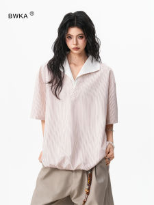 BWKA | Striped Fake Two Pieces T-Shirt Short Sleeves