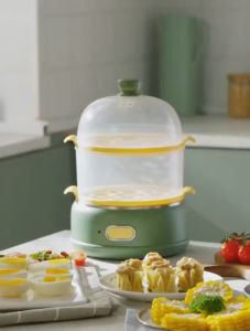 Bear Electric Soimai Steamer 2-Tier Household Mini Food Steamer Egg Boiler Breakfast Machine Cooker