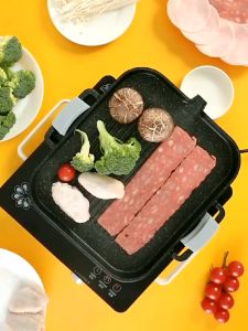 25*30cm Korean Grill Stove Top Pan Barbecue BBQ Kitchen Non-Stick Cooking Grill Pan Frying Pan for gas stove