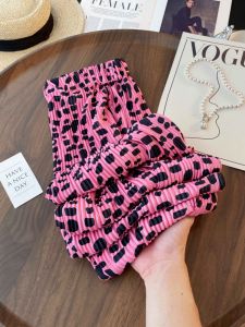 Quần ống rộng PAIBOLI da báo màu hồng cạp cao và có dáng dài