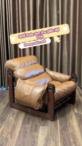 Ghế Sofa Đơn Bọc Da Sáp Dầu Cao Cấp Ghế Lười Thư Giãn Tại Nhà Quán Cà Phê Decor Khung Gỗ T8