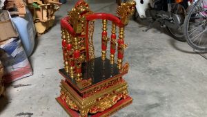 Ngai thờ gia tiên cột rồng sơn son thếp vàng gỗ mít cao 71cm