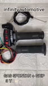 GAS SPONTAN + GRIP DYT 3 TOMBOL Hi/low on/off starter 1 KABEL RX-King satria Fu ninja 150 universal semua motor