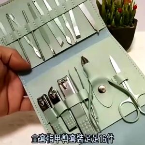 BOSSLU Gunting Kuku Set 16Pcs Alat Pemotong Kuku Set Dengan Bag Manicure Nail Clipper