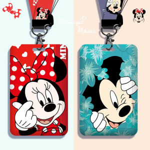 Disney Womens Lanyard ID Card Holders Cartoon Minnie Card Case Neck Straps Mickey Bank Door Card Holder for Girls