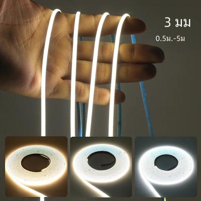 5V COB LED Strip Light 3mm PCB เทปยืดหยุ่นบางเฉียบ 320 LEDs/M RA90 หรี่แสงได้ LED ริบบิ้นอุ่นสีขาวธร