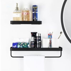 Nordic White Space Aluminum Wall Mounted Shower Corner Shelf Drill-Free