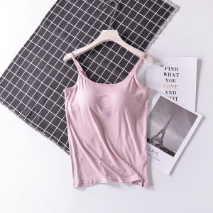 Modal Camisole Womens Chest Pad Wear-Free Bra Cup Integrated Bra Plus Size Intimates Outwear Summer