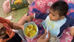 IKEA MATA อุปกรณ์ทานอาหารเด็ก 4 ชิ้น กันเปื้อน กันเลอะ ฟ้า ชมพู เขียว