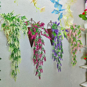 Sampai7an PBP136 / Tanaman Hias Artificial Daun Rambat Bunga Lavender Juntai Dekorasi Hiasan Gantung Dinding Teras Rumah Kantor Flower Ornamen Plastik Buatan Cantik / COD
