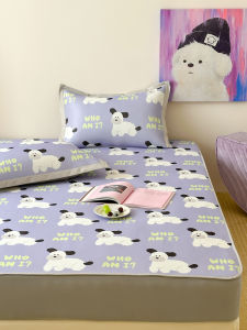 Ice Silk Mat Bed Canopy Three-Piece Set Summer Cartoon Print Foldable Cool Sensation Soft Mat Suitable for Home Use