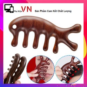 Lược Gỗ Đàn Hương Hình Cá Heo Massage Da Đầu Ấn Huyệt Giúp Giảm Căng Thẳng Lưu Thông Máu Cho Nam và Nữ - Lược Massage Lược Chải Tóc Lược Matxa Gỗ Chống Tĩnh Điện