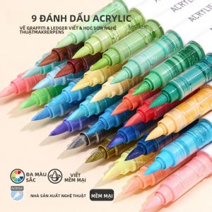 9 Màu/Bộ Sơn Acrylic Nghệ Thuật Bút Đánh Dấu Cho DIY Graffiti Vẽ Notebook Nhật Ký Viết Tranh-Bộ Văn Phòng Phẩm Các Loại