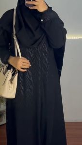 Gamis Embos wanita dewasa Hanamu Gamis Gamis Wolpis Embos Kombinasi Wolpis Polos Forzaleta