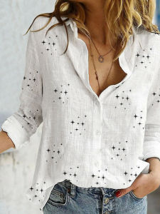 Áo Sơ Mi Vải Lanh Dài Tay Rộng Rãi Cho Nữ Màu Trơn Thường Ngày Mùa Hè 2025 Phong Cách Đường Phố Dáng Ôm