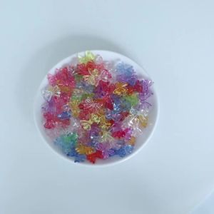 100pcs/lot 14x18mm Multicolor Transparent Bow Acrylic Beads Loose Spacer Bowknot Bead DIY Handmade Earrings Keychain Accessories