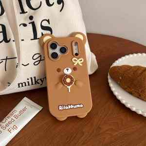 Lovely 3D Doughnut Rilakkuma Phone Case For iPhone 17 16 15 14 13 12 Pro Max Plus 16e 17 Pro Cartoon Shockproof Anime Back Cover