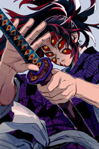 Bandai | DIY Dark Anime Demon Diamond Painting Striking Kokushibo Portrait With Kimono for Living Room Decor & Gift