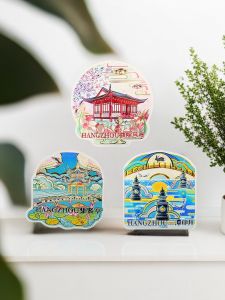 Memorial Magnets Creative Cultural Tourism Souvenir Hangzhou West Lake Scenic Spot San Tan Ying Yue Qu Yuan Feng He Refrigerator Sticker