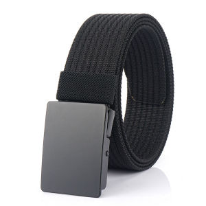 Casual Canvas Belt for Men Thickened Flat Buckle Nylon Student Style Belt Simple No Hole Pants Belt Board Buckle Youth Belt