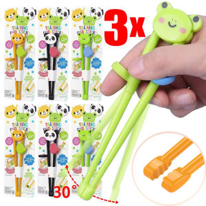3 Pairs Cartoon  Animal Children Training Chopsticks 3D Cute Bear Panda  Anti Slip Baby Learning Chopstick  Kitchen Tableware Food Sticks