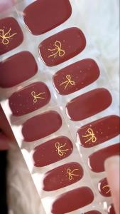 Semi-cured Gel Nail Strips 16 Tips - Self Adhesive Gel Nail Stickers Waterproof DIY Nail Decals Manicure Set UV Lamp Required