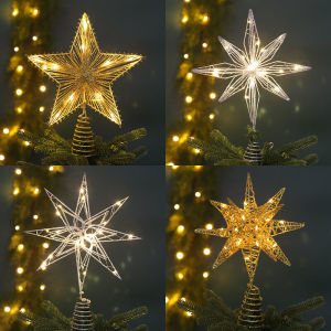 Christmas Tree Luminous Tree Top Pentagram Shehe Decorations Christmas Iron Scene Layout Luminous Dress up