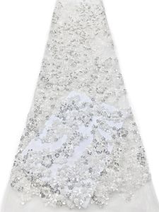 2yards High Quality African Sequins Beaded Lace Fabric 2026 French Nigerian Embroidery for Wedding Sewing Material