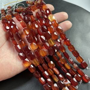 Tự Nhiên Brazil Đá Đỏ Hạt Dẹt Bán Thành Vòng Cổ 15 Hạt Rộng 8*11*5mm Dành Cho Phụ Kiện Thời Trang