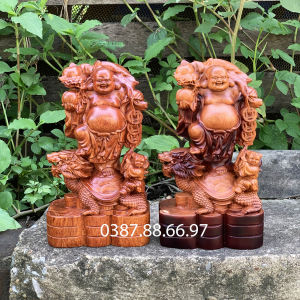 Tượng phật di lặc nhất phúc long quy cao 20cm gỗ hương cực đẹp