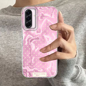 เคสโทรศัพท์ลายจุดวงกลมสีชมพูฟ้า สำหรับ Samsung Galaxy A56 A55 A16 A07 A17 A26 A36 A25 A35 A14 A34 A54 A15 A13 A12