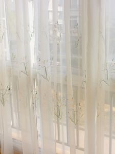 Embroidered Window Curtain Sheer Half Light Translucent Country Style Living Room Balcony Decorative Fabric Curtain Set