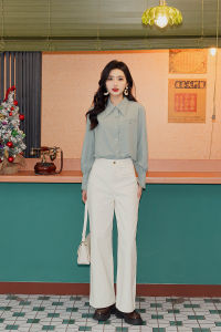 High Waist Casual Jeans Womens plus Size Hong Kong Style Vintage Blue Denim Pants Straight Leg Long Trousers Spring New Arrivals