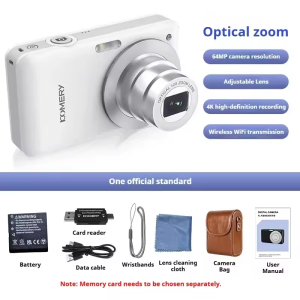 KOMERY | Máy Ảnh Kỹ Thuật Số Zoom Quang Học 4K 64MP Chống Rung Zoom 2x-7x Chụp Ảnh Video Selfie Quay YouTube Nhỏ Gọn Có WiFi Nhận Diện Khuôn Mặt