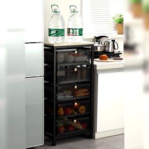 Rak Dapur Dengan Roda Stainless Steel Rak Troli 6 Susun Lemari Piring Minimalis Rak Dapur Serbaguna Rak Penyimpanan Dapur