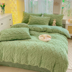 Winter Warm Milk Coral Fleece Bed Set 3 Pieces