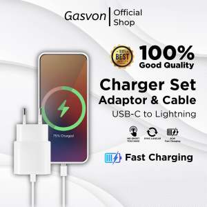 Gasvontech - Charger PD 20W 2.4A Fast Charging Adaptor QC3.0 Type-C Lightning Adapter untuk ios