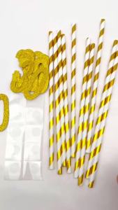 1Bag Paper Straws Number 30th 40th 50th 60th DIY Straws Adult Happy Birthday Drinking Straws Balloon Party Decoration Supplies