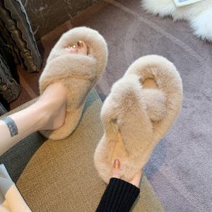 Korean Style Womens Slippers Indoor Outdoor Wear Spring Summer Autumn Winter Home Cotton Slippers Fashionable Trendy Fluffy Shoes