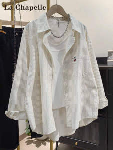 La Chapelle | Embroidered Stripe Long Sleeve Sun Protection Shirt
