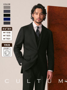 ชุดสูทผู้ชาย CULTUM 3 ชิ้น ชุดแต่งงาน ชุดทำงาน ไม่ต้องรีด ผ้าโพลีเอสเตอร์ คอตตอน อะซิเตท ยืดหยุ่น ฤดูใบไม้ผลิ 2024