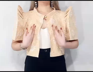 LAURICE JOSEPHINE Modern Filipiniana Bolero for Women - Simple & Elegant Button Closure Blazer for Special Events - Chic Traditional Filipino Style Summer Fashion