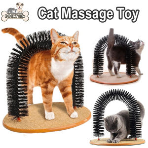 Cat Massager Pet Grooming Comb Cat Corner Hair Rubbing Device Kitten Tickling Comb Brush with Soft Plush Pad