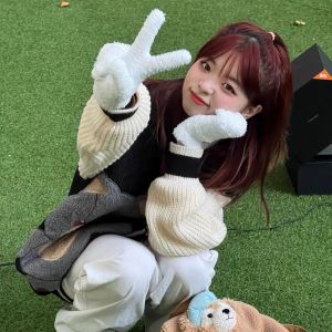 Gloves female and man  winter all-match Gloves fingers keep warm thick Fleece